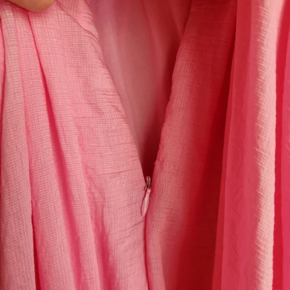 MABLE Ruffle Sleeve Cross-Back Tie-back Maxi Dress - Bubble Gum Pink - Picture 9 of 10